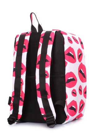 The backpack for carry-on luggage POOLPARTY Hub hub-lips-white 40 x 25 x 20 cm Ryanair / Wizz Air with lips3 photo