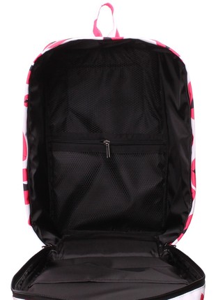 The backpack for carry-on luggage POOLPARTY Hub hub-lips-white 40 x 25 x 20 cm Ryanair / Wizz Air with lips4 photo