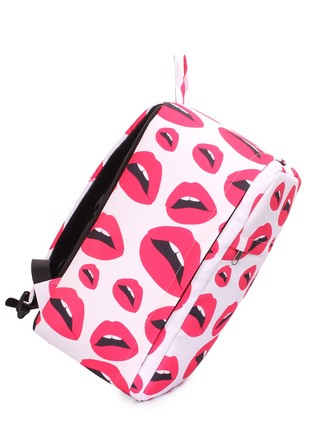 The backpack for carry-on luggage POOLPARTY Hub hub-lips-white 40 x 25 x 20 cm Ryanair / Wizz Air with lips5 photo