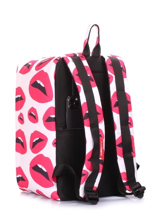 The backpack for carry-on luggage POOLPARTY Hub hub-lips-white 40 x 25 x 20 cm Ryanair / Wizz Air with lips6 photo