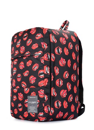 The backpack for carry-on luggage POOLPARTY Hub hub-lips-black 40 x 25 x 20 cm Ryanair / Wizz Air with lips2 photo