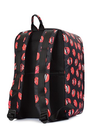 The backpack for carry-on luggage POOLPARTY Hub hub-lips-black 40 x 25 x 20 cm Ryanair / Wizz Air with lips3 photo