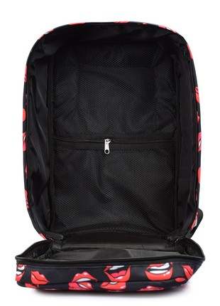 The backpack for carry-on luggage POOLPARTY Hub hub-lips-black 40 x 25 x 20 cm Ryanair / Wizz Air with lips5 photo