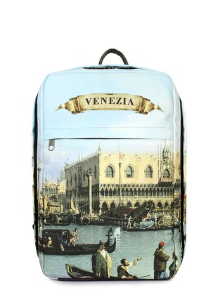 The backpack for carry-on luggage POOLPARTY Hub hub-venezia 40 x 25 x 20 cm Ryanair / Wizz Air with a Venice print