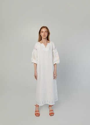 Embroidered oversized linen dress with double colored belts. Kvit Collection1 photo