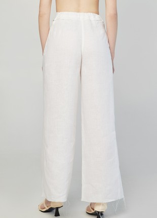 Linen high-waisted palazzo pants with raw hems and belt. Kvit Collection2 photo