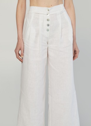 Linen high-waisted palazzo pants with raw hems and belt. Kvit Collection7 photo