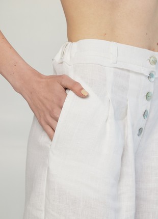 Linen high-waisted palazzo pants with raw hems and belt. Kvit Collection4 photo