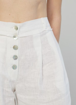 Linen high-waisted palazzo pants with raw hems and belt. Kvit Collection8 photo