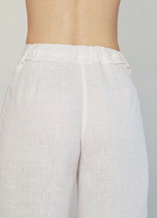 Linen high-waisted palazzo pants with raw hems and belt. Kvit Collection9 photo