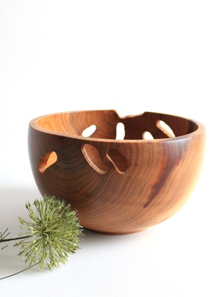 Wooden fruit bowl handmade, bread serving plate