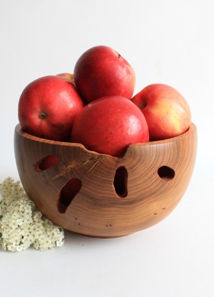 Wooden fruit bowl handmade, bread serving plate3 photo
