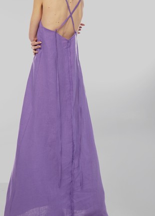 Linen sundress with long straps and raw back seam. Crocus color. Kvit Collection7 photo