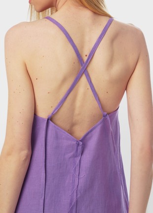 Linen sundress with long straps and raw back seam. Crocus color. Kvit Collection8 photo