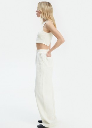Milky loose-fit pants made of 100% linen3 photo