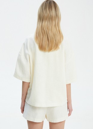 Milky linen shirt with elbow length sleeves3 photo