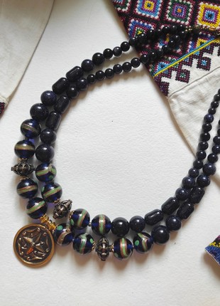 Necklace "Evening star"  from glass beads and aventurine3 photo