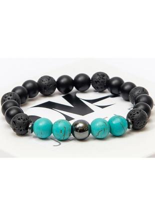 Shungite, lava stone, turquoise, hematite bracelet for men or women, turquoise eye1 photo