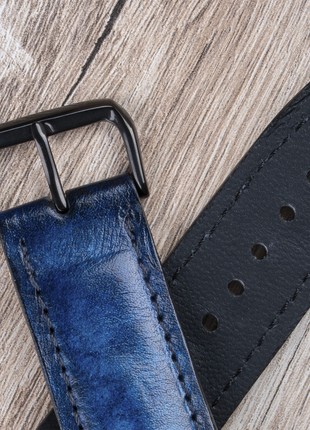 Natural Leather Blue Strap for Watch / Apple Watch (series 8/7/SE/6/5/4/3/2)4 photo