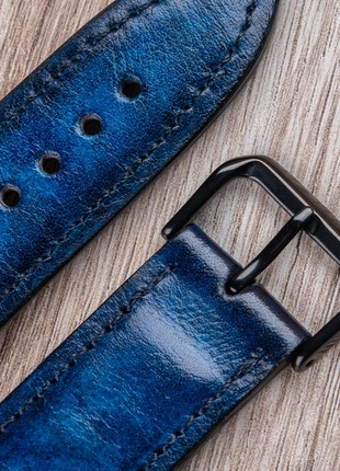 Natural Leather Blue Strap for Watch / Apple Watch (series 8/7/SE/6/5/4/3/2)3 photo