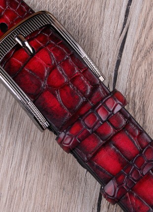 Gradient Croco Genuine Calfskin Belt | Red4 photo