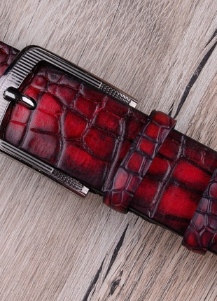 Gradient Croco Genuine Calfskin Belt | Red3 photo
