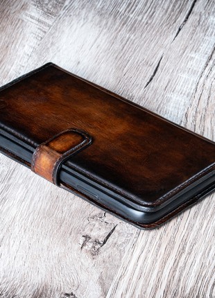 Vintage Leather Book Case Exclusive for phone | Handmade | Brown7 photo