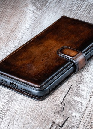Vintage Leather Book Case Exclusive for phone | Handmade | Brown6 photo