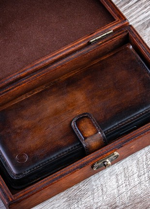 Vintage Leather Book Case Exclusive for phone | Handmade | Brown8 photo
