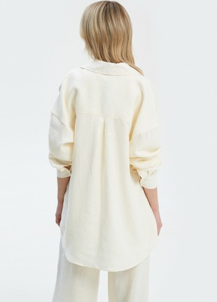 Milky loose-fit shirt made of 100% linen4 photo