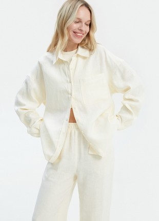 Milky loose-fit shirt made of 100% linen2 photo