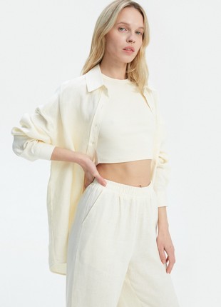 Milky loose-fit shirt made of 100% linen3 photo