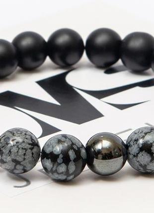 Shungite, tigers eye, obsidian, hematite bracelet for men or women, power bracelet2 photo