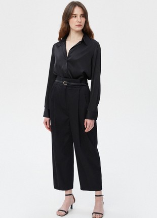 Black cropped straight-cut cotton pants3 photo