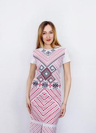 Embroidered dress Trypilska (white)4 photo