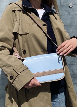 Blue leather crossbody bag for woman, Blue leather purse, Blue stylish leather handbag, Lamponi Aurora blue3 photo