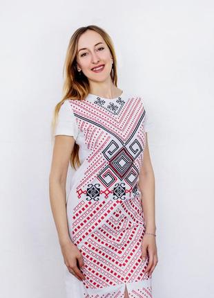 Embroidered dress Trypilska (white)3 photo
