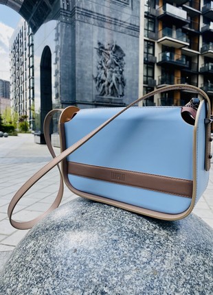 Blue leather crossbody bag for woman, Blue leather purse, Blue stylish leather handbag, Lamponi Aurora blue
