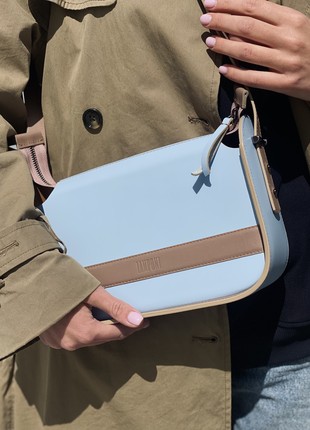 Blue leather crossbody bag for woman, Blue leather purse, Blue stylish leather handbag, Lamponi Aurora blue2 photo