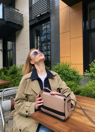 Beige leather crossbody bag for woman, Beige leather purse, Beige stylish leather handbag, Lamponi Aurora beige5 photo