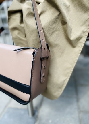 Beige leather crossbody bag for woman, Beige leather purse, Beige stylish leather handbag, Lamponi Aurora beige8 photo