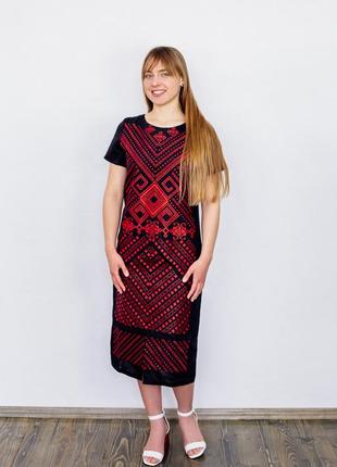 Embroidered dress trypils'ka (black)2 photo