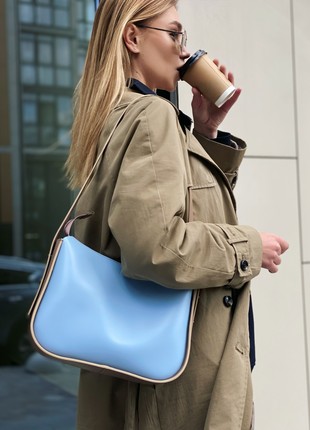 Blue leather crossbody bag for woman, Blue roomy leather purse, Blue stylish leather handbag, Lamponi Vicroria blue2 photo