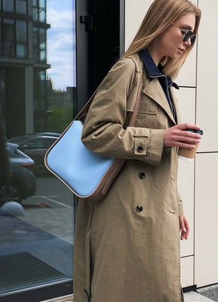 Blue leather crossbody bag for woman, Blue roomy leather purse, Blue stylish leather handbag, Lamponi Vicroria blue4 photo