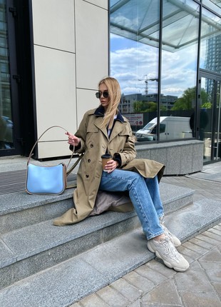 Blue leather crossbody bag for woman, Blue roomy leather purse, Blue stylish leather handbag, Lamponi Vicroria blue6 photo