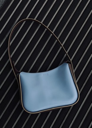 Blue leather crossbody bag for woman, Blue roomy leather purse, Blue stylish leather handbag, Lamponi Vicroria blue9 photo