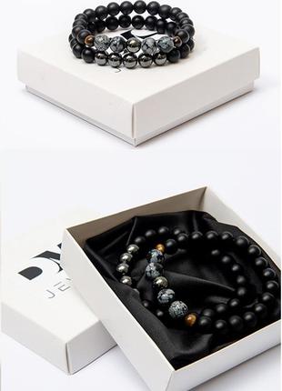 Shungite, tigers eye, obsidian double bracelet double power bracelet3 photo