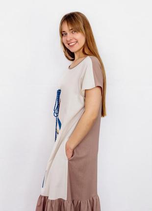 Linen dress with a bird3 photo