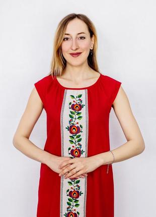 Linen red sundress Dnister3 photo