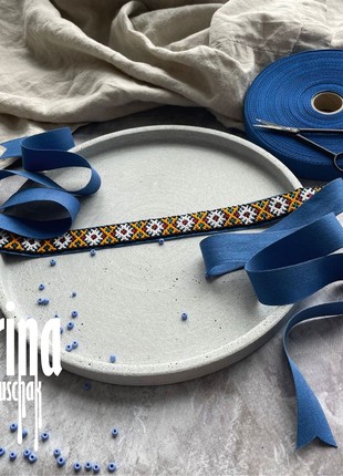 Bukovyna region beaded choker copy of ancient ribbon gerdan Ukrainian jewelry Ukraine necklace10 photo